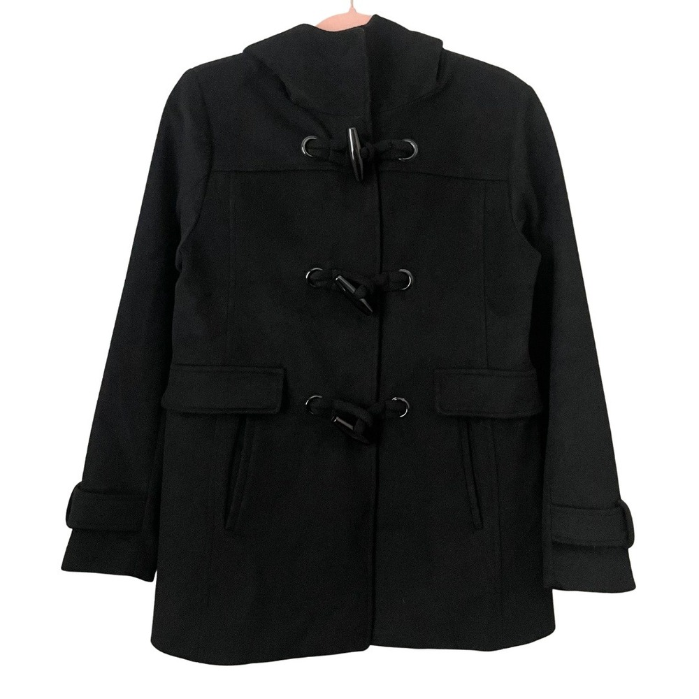 Pendleton Coat‎ Women XS Black Roslyn Wool Blend Toggle Closure Hooded Jacket